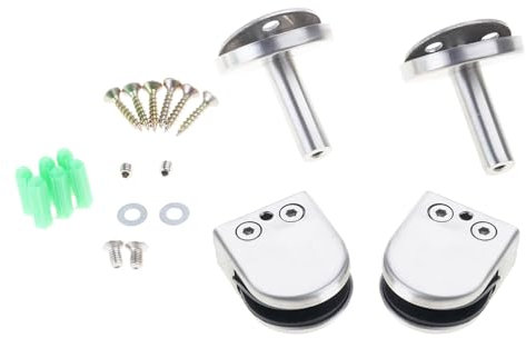 Juego de 2 soportes de sujeción de vidrio con acabado cepillado, soportes de acero inoxidable para valla de piscina sin marco, 8, 10 mm, clip para panel de vidrio