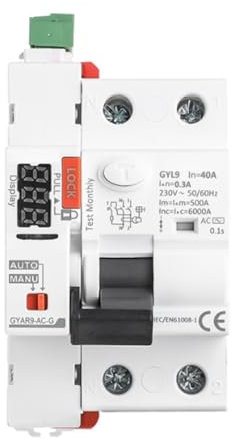 Salvavita con Riarmo Automatico con display a LED, 40A 300mA 2P AC230V Interruttore Differenziale a Riarmo Automatico RCCB Salvavita Riarmo Automatico(300mA Type AC)