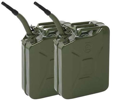 HOBBYZOO 2 Stück Benzinkanister 20L Metall (Grün) | Kanister Kraftstoffkanister mit Ausgießer