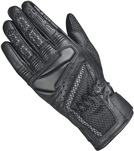 Held Summertime 3 Motorradhandschuhe Herren - Leicht belüftete Motorrad Handschuhe Sommer mit luftigem Netzgewebe - Touchscreen fähige Lederhandschuhe CE Zertifiziert EN 13594:2015 - Schwarz