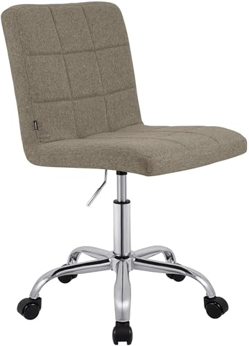 CLP Arbeitshocker höhenverstellbar mit Lehne und Rollen Darfield, Arbeitsstuhl ergonomisch 360° drehbar, Kosmetikstuhl bis 150 kg belastbar, Farbe:Taupe, Material:Stoff