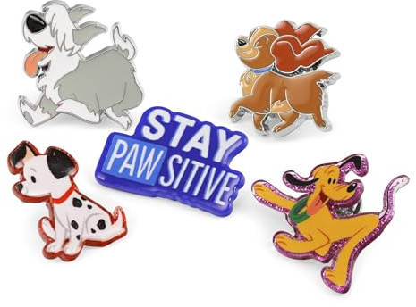 Disney Hunde-Anstecknadeln, 5-teiliges Set mit Glitzer