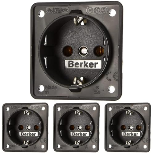 Berker Integro Steckdose Schuko anthrazit matt lose, 1 Stück Steckdose (Packung mit 4)