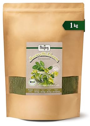Biojoy Ekologiskt moringapulver, finmalda moringablad, 1 kg | Perfekt att dricka eller laga mat med, från Tanzania, Moringa oleifera Lam. L.