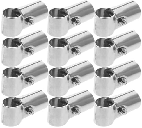 Connecteur Tube Acier Inoxydable 25mm en T, Lot de 12 Pièces | Pince D’extrémité de Rail, Fixation Stable, Installation Simple, Argenté, Résistance Haute Température