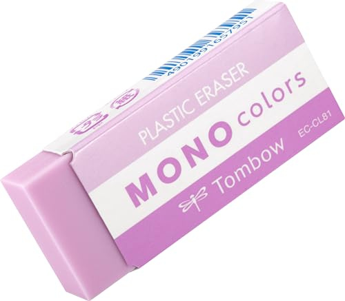 Tombow MONO colors Radierer pink, Kunststoff, farbig, phthalat- und latexfrei, 19 g, für Schule, Büro und zum Zeichnen