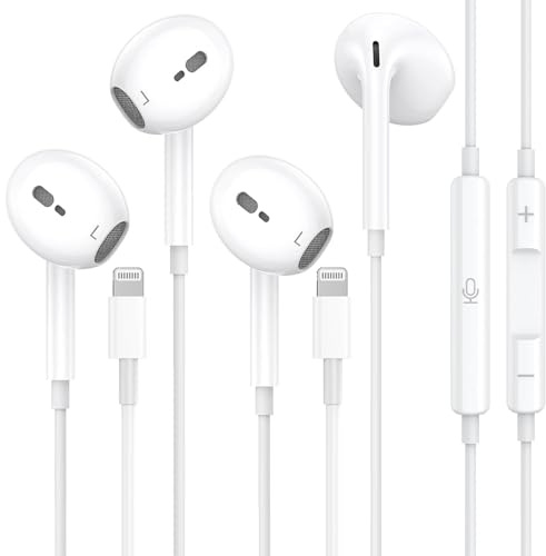 2 Packs Écouteurs Filaires iPhone, Certifié MFi Écouteurs Intra-Auriculaires avec Micro et Contrôle du Volume, Casque Lightning Compatible avec iPhone 14/14 Pro/14 Pro Max/14 Plus/13/12/11/XS/8/7/iPad