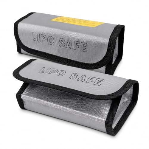 Lobaake 2 Pcs Sac Lipo Anti Feu Pochette Batterie LiPo Étanche 18,5x7,5x6cm | Matériaux Ignifuges; RC, Drone; Stockage, Transport; 2 Pcs, 18,5x7,5x6cm,Portable Et Pliable
