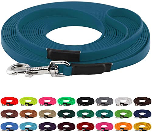LENNIE BioThane Schleppleine, 13mm, Hunde 15-25kg, 10m lang, mit Handschlaufe, Lagune, genäht
