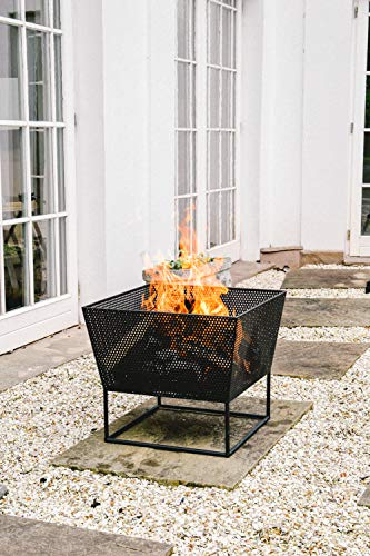 Ivyline Norfolk Feuerschale mit Ständer, quadratisch, UV-stabil und frostbeständig, dekorativ, modern, stilvoll, für den Außenbereich, 44,5 cm x 52 cm (H x B)