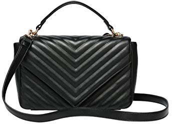 Daisy Rose Gesteppte Schultertasche mit Tragegriff oben, veganes PU-Leder, Schwarz, Einheitsgröße
