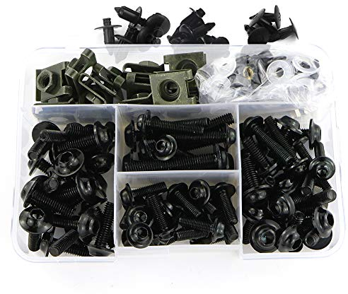 Xitomer Kit de boulons de carénage universels pour moto SV650 GSXR1000 GSXR750 CBR125R CBR300R XSR700 MT07 ZX-6R ZX-14 RSV4, kit de boulons de carénage (noir)