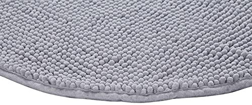 Level One Badematte Hell-Grau 1 Stück Rund, weiches saugstarkes Polyester, Badeteppich rutschfest & schnelltrocknend, Fußbodenheizung geeignet, 1.000 GSM Ø 55 cm