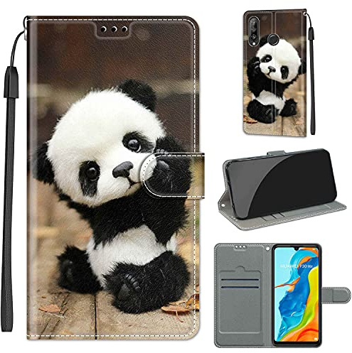 Handyhülle für Huawei P30 Lite Hülle, Roter Panda | Standfunktion, Kartenfach, Magnetisch, Stoßfeste Schutzhülle, Flip Leder, Klapphülle