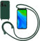 GoodcAcy Coque Cordon de Collier pour Huawei P Smart 2019/2020, Étui de Téléphone Portable Silicone Liquide Vert avec Sangle Réglable et Dos Transparent