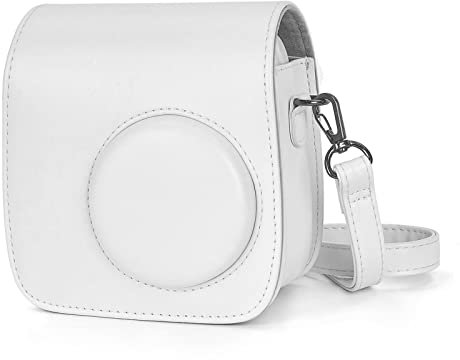 Phetium Protective Case Compatible with Instax Mini 7+ 7s 7c Instant Film Camera/Polaroid PIC-300, Premium Vegan Leather Bag Cover with Removable Strap (White)