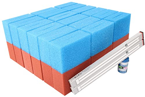 Wacredo Wartungspaket für Oase Biotec 36 Teichfilter Schwamm Set Filterstarter 2 x 36 Watt Leuchtmittel Komplettset Wasseraufbereitung Filterschwamm Teichpflege Ersatzschwämme
