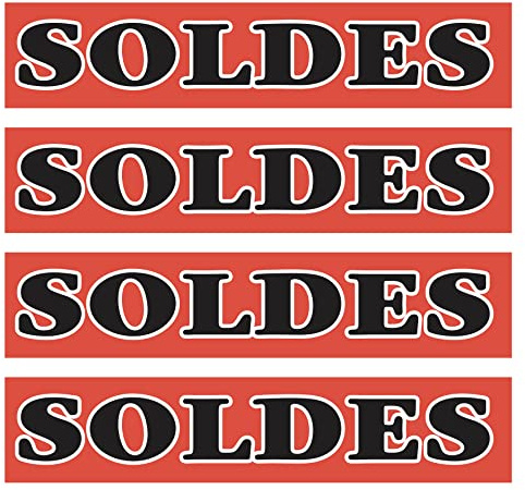 Affichesstore 30168 - Kit 4 Affiches Soldes L115 H25 cm - Papier fluo 170g.