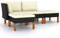 KOIECETA Gartenmöbel 4-TLG. mit Kissen Sofa Lounge Sitzgruppe Garten Garnitur Gartenset Ecksofa Mittelsofa Gartensofa Poly Rattan Schwarz