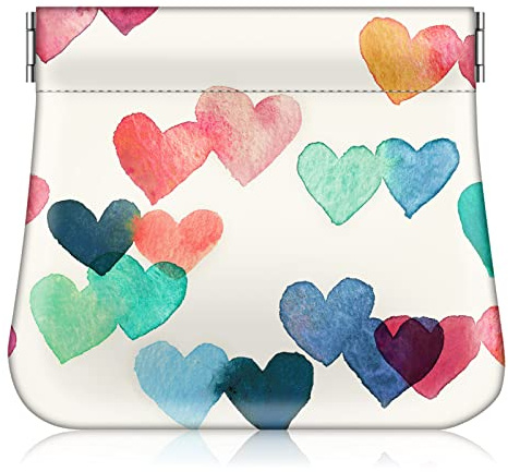 Fintie Squeeze Coin Purse, PU Leather Coin Pouch Change Holder for Woman (Raining Hearts)
