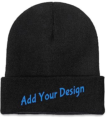 Wintermütze Beanie selber gestalten mit Fototext für Herren Damen Schwarz, Schwarz , One size