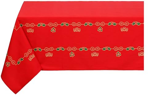 THUN, Tovaglia Natalizia 10-12 Posti in 100% Cotone, Linea Desideri di Natale, Idea Regalo, 150x250 cm