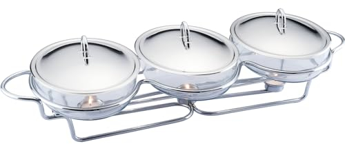 Galashield Chafing Dish Buffet-Set, 3 Abschnitte, je 1,5 QT, Speisenwärmer für Partys, Buffet, ofenfest, Glas-Servierschale mit Edelstahlboden und Deckel