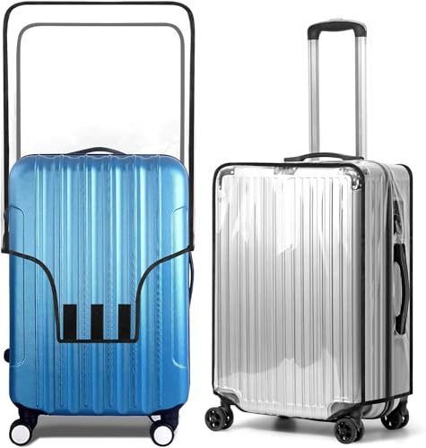 Aomiduo 2 Stück Kofferschutzhülle Transparent Kofferhülle Kofferschutzhülle Reisekoffer-Schutzhülle PVC Koffer Abdeckungen Wasserdicht Durchsichtig Staubdicht Schwarze Grenze(24 Zoll)