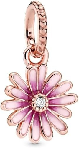 Feitery ROSE Gänseblümchen Rosévergoldet Charms Kompatibilität für Pandora Armband Valentinstag Bead Charm für Damen