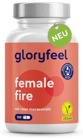 Maca Rot - 4000mg reines Maca Pulver (10:1 Extrakt) entspricht 16.000mg Maca Wurzel - Mit natürlichem Vitamin C - Plus Inositol & Bockshornklee - Frauen Feuer Kapseln
