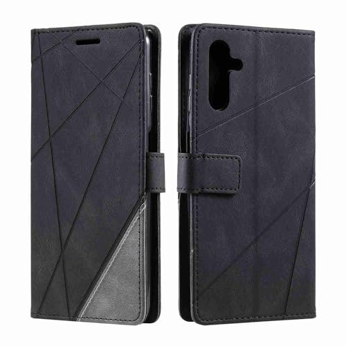 Draamvol for Samsung Galaxy A34 5G Case Wallet Shockproof Geometric PU Leather Case with Card Holder Magnetic Clasp Protective Kickstand Bumper Cover for Samsung A34 5G Phone Case,Black