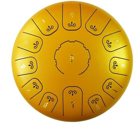 LVYUDS Tragbare Zungentrommel, 12 Inch 15-Ton Tongue Drum Set for Erwachsene/Anfänger, 13-Ton Mit Trommeltasche Und Anderem Zubehör(Gold)
