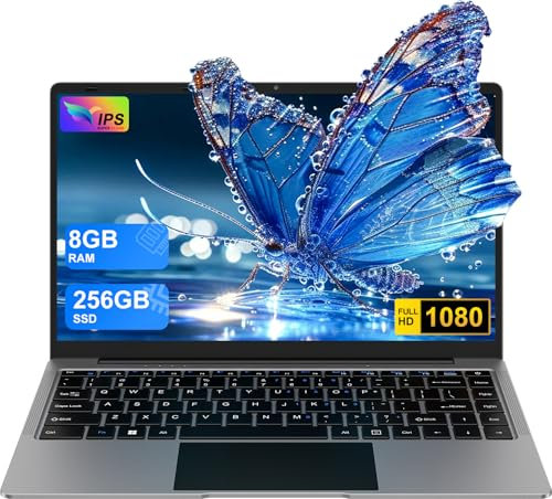 2025 Ordinateur Portable 14 Pouces N4020(jusqu'à 2,9 GHz) 8Go DDR4 Win11 256Go SSD Extension 1To 5G WiFi HDMl FHD PC Portable avec Souris sans Fil qwerty Clavier AZERTY Membrane du Clavier - Gray