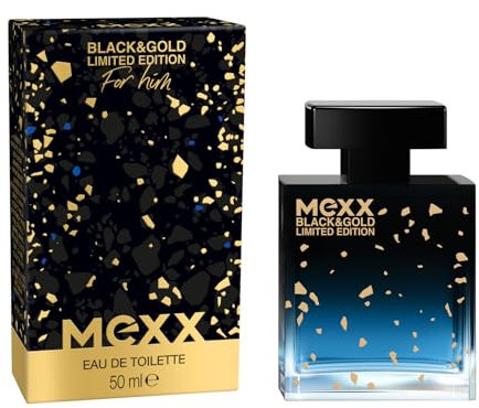 Mexx Black & Gold Limited Edition Man Eau de Toilette, holzig-fruchtiger Herrenduft, 50ml