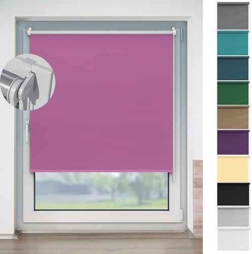 Verdunkelungsrollo Klemmfix Ohne Bohren 75 x 180 cm Sichtschutz, Lichtschutz, Lichtundurchlässig Thermorollo Maßgeschneiderte Größe Rollo für Fenster & Tür, Rosa