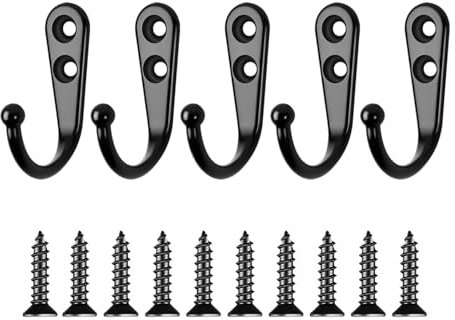 5 Pezzi Gancio Appendiabiti da Parete, Retrò Appendiabiti a Parete Gancio per Cappelli, ganci appendiabiti da parete con viti, Gancio Asciugamano da Muro in Metallo con Viti per Porte Cucina Bagno Ca