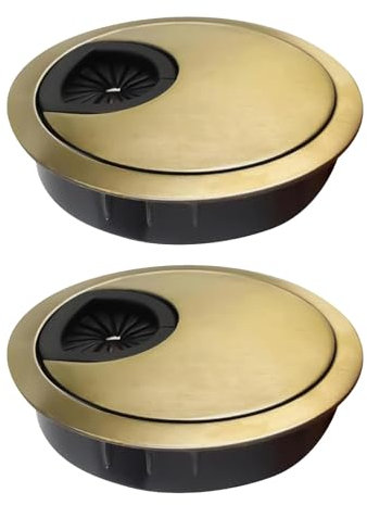 2pcs Desk Grommet Desk Cable Grommet Desk Cable Grommet Bronze Cable Hole Covers Metal Cable Grommet Round Wire Hole Cover Desktop Grommets Cable for Home Office(Bronze)