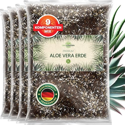 ORAGARDEN Aloe Vera Erde für Zimmerpflanzen und Garten - 12L Aloe Vera Substrat für Pflanzen, Palmen, Blumen Grünpflanzen - 9 Komponenten Grünpflanzenerde