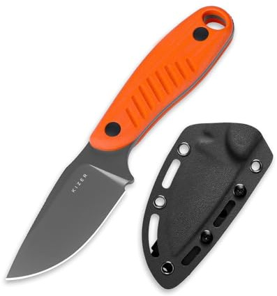 Kizer Hare Couteau à Lame Fixe avec Étui, Lame en Acier D2 de 8cm, Couteau de EDC avec Manche en G10, Petits Couteaux de Survie pour Camping, pour Hommes et Femmes, 1077A1