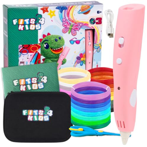 Fits4Kids Kabelloser 3D Stift für Kinder ab 6 Jahre, USB-C, Set – Rosa
