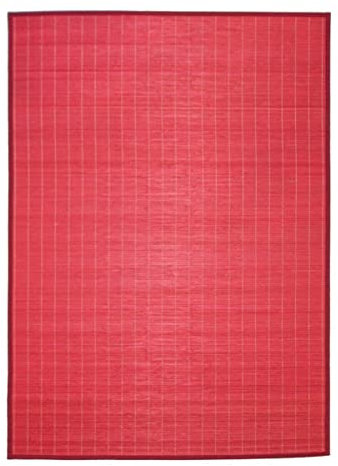 Thedecofactory Bali Chic - Tapis en Bambou à Lattes et ganse Rouge 133x180
