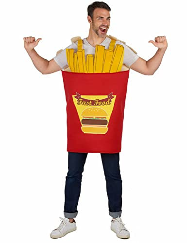 DEGUISE TOI - Déguisement Cornet de Frites Adulte - Tunique - Taille Unique - Rouge - Déguisements adultes - 100% Polyester - Lavable à la main - Carnaval