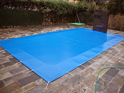 Copertura per piscina invernale coprente per piscine da 6 x 3 m a 10 x 5 m copertura in PVC da 650 g/m². 9,60 x 4,60 metros blu (esterno) / nero (interno)