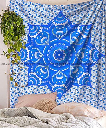 Sophia Art blau Flower Ombre Hippie Mandala Bohemian Psychedelic komplizierte Muster, indischen Tagesdecke magischen Denkens Tapisserie