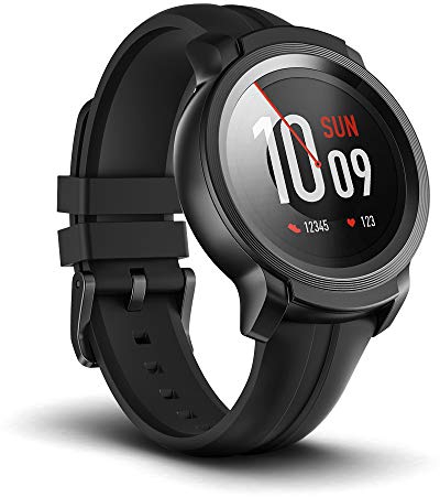 Ticwatch E2 Smartwatch, 5 ATM impermeabile, predisposto per il nuoto, GPS integrato, cardiofrequenzimetro, Google Assistant, musica, Google Wear OS Smart Watch, compatibile con iPhone e Android-nero