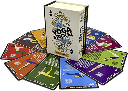 Stack 52 Yoga-Übungskarten: Entworfen von einem zertifizierten Yogalehrer. Videoanweisungen enthalten. Anfänger bis Fortgeschrittene Posen und Asana verbessern Fitness und Flexibilität (Mega Pack)
