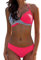 CheChury Maillot de Bain 2 Pièces Femmes Sexy Tie-Dyed Ensembles Bikini Push Up Rembourré Amincissant Triangle Bas Swimwear - B-Rose - M