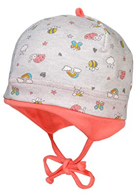 maximo Baby-Mädchen Jerseymütze Mütze, Mehrfarbig (Graumeliert-brillantrot-käfer 1), (Herstellergröße: 37)
