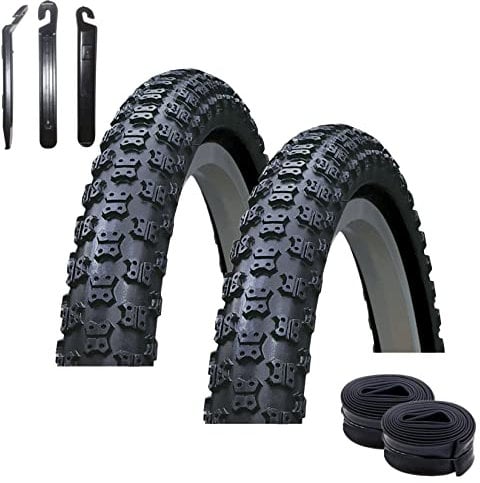 2 x Roverstone 20 Fahrradreifen Fahrradmantel Schwarz 54-406 (20 x 2,125) + 2 passende Schläuche DV inkl. 3 Reifenheber