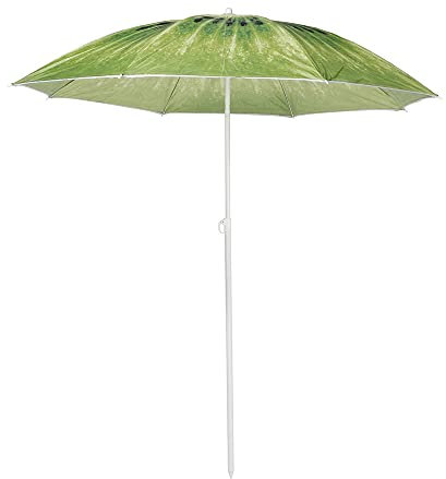 Haushalt International Sonnenschirm Ø 150 cm Gartenschirm Balkonschirm Strandschirm Früchte UV 50+ (KIWI)